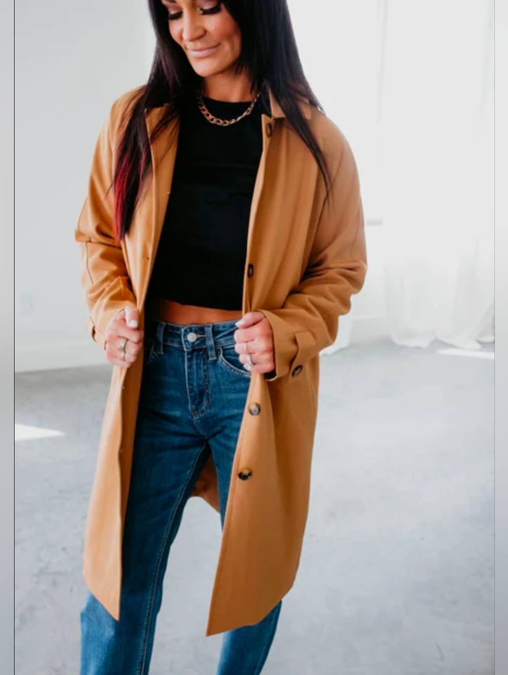 Hem & Thread Camel Trench Coat